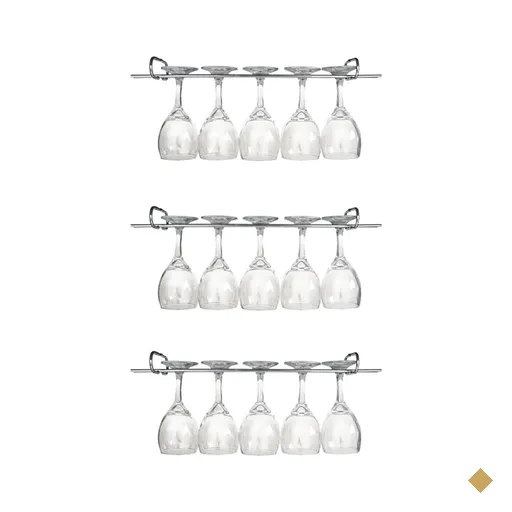 3 Suportes Taças Cromado Decoração Adega Bar Vinho 25cm