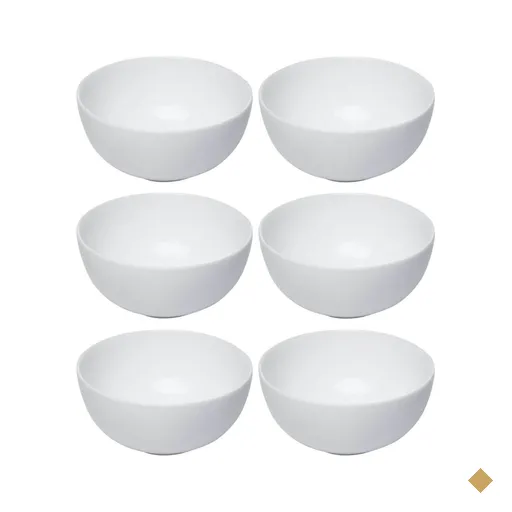 Jogo 6 Bowls em Vidro Opalino Branco 13x6cm Tigela Cumbuca Essenza Profissional…