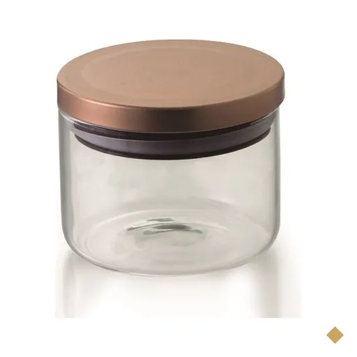 Pote hermetico vidro borosilicato com tampa Cobre 370 ML