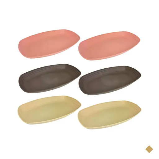 6 Petisqueiras Bambu Plástico Lines Lyor Sortidas 29x18cm Retangular Travessas…