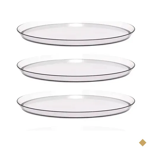 Kit 3 Bandejas Redondas para Servir 28cm Transparente Restaurante Bar…