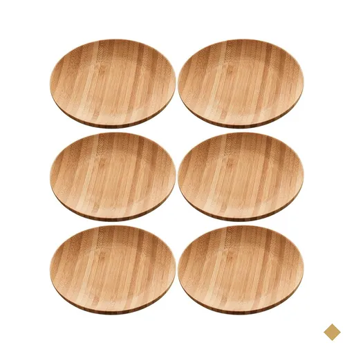 Kit 6 Pratos de Bambu 11cm Petiscos Aperitivos Entradas Mesa Posta Eventos…
