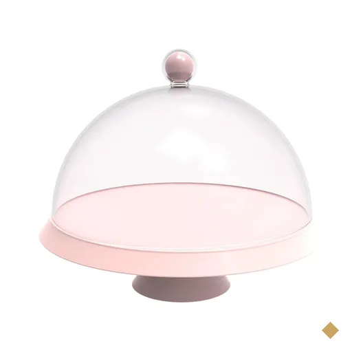 Porta Bolo 25cm Bubble com Cúpula e Pé Himalaia Rosa Crippa Boleira Tortas…