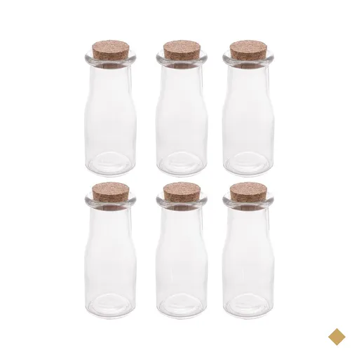 Kit 6 Porta Temperos de Vidro 200ml com Tampa de Rolha Lyor para Decorar e…