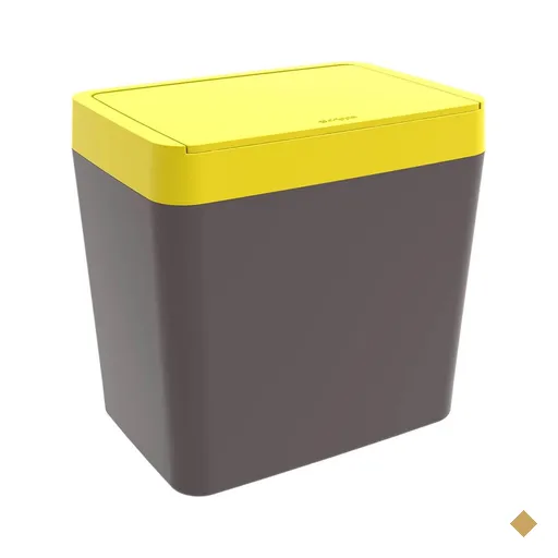 Lixeira Pequena 5L Crippa Chumbo e Amarelo Cozinha Pia Escritório Retangular