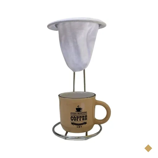 Café Individual Caneca cerâmica e coador - Bege