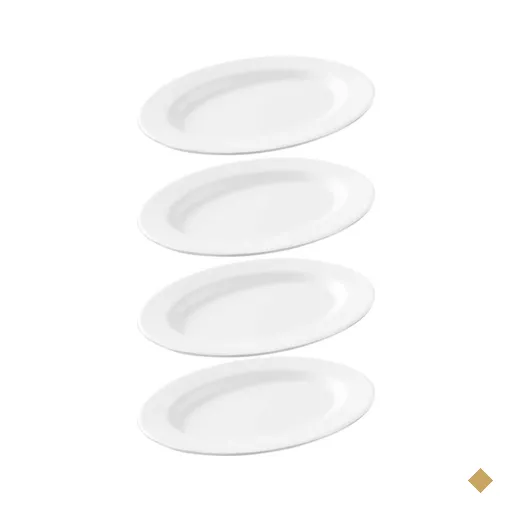 4 Travessas Oval Melamina Rasa 20x14cm Branca Servir Bandeja Haus Concept