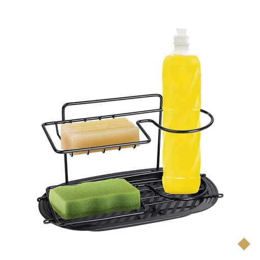 Porta Detergente Esponja Preto Suporte Aramado Pia ou Parede de Cozinha