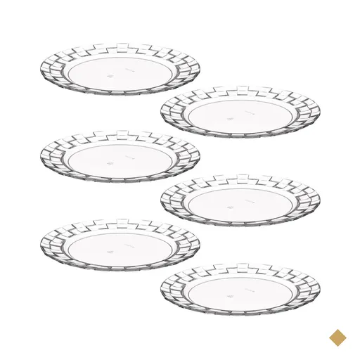 Conjunto 6 Pratos Médios Plástico Transparente Lanches Sobremesas Mesa Posta…