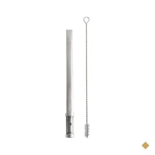 Bomba Para Tereré Chimarrão Lisa Aço Inox 19cm Bojo Mola Com Rosca