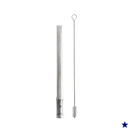 Bomba P/ Tereré Chimarrão Lisa Aço Inox 19cm Bojo Mola C/ Rosca