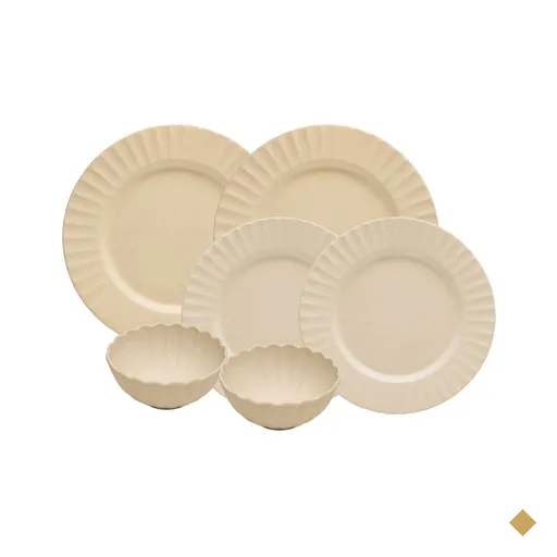 Jogo 6 Peças Pratos Raso Sobremesa Bowls Bege Melamina Lyor Mesa Posta Buffet…