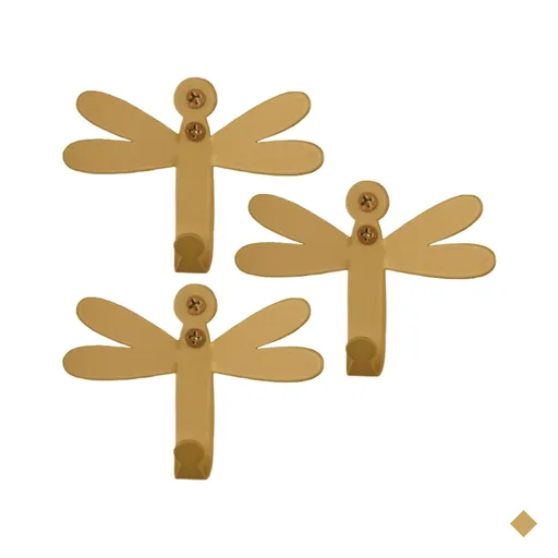 Kit 3 Ganchos Penduradores 8cm Libélula Dourada Carbono Luft Masutti…