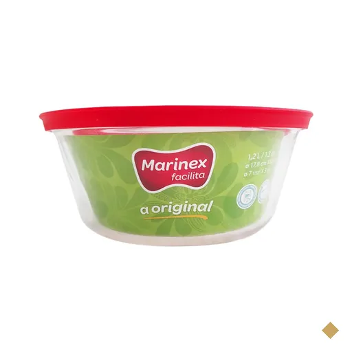 Pote Redondo Tigela De Vidro 1,2l Médio com Tampa Plástica Facilitá Marinex