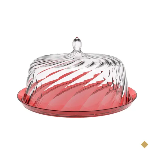 Boleira com Cúpula 30cm Crippa Vermelho Transparente Porta Bolo Glassy Torta…