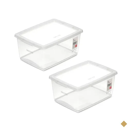 Kit 2 Caixas Organizadoras 7,5L Tampa Click Ordene Transparente Closet…