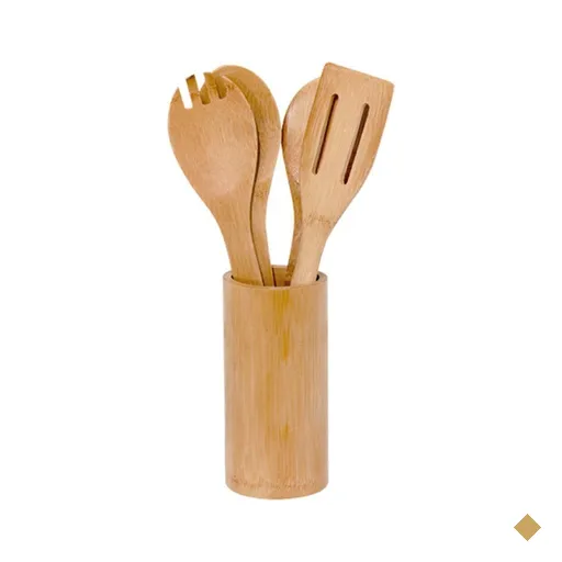 Conjunto de utensílios de Bambu - 5 Itens - Ecológico
