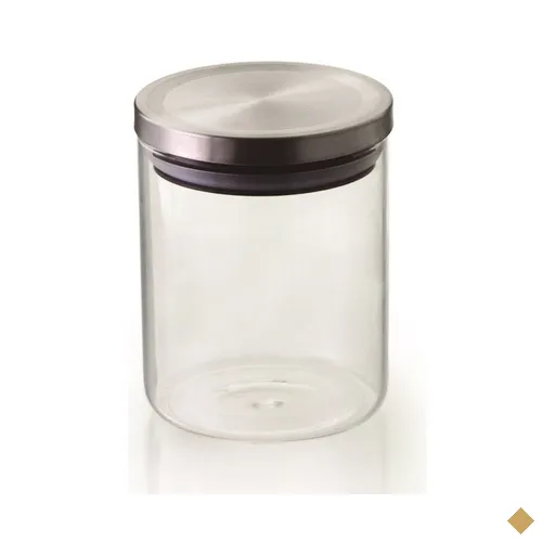 Pote hermetico vidro borosilicato com tampa cor prata 750 ML