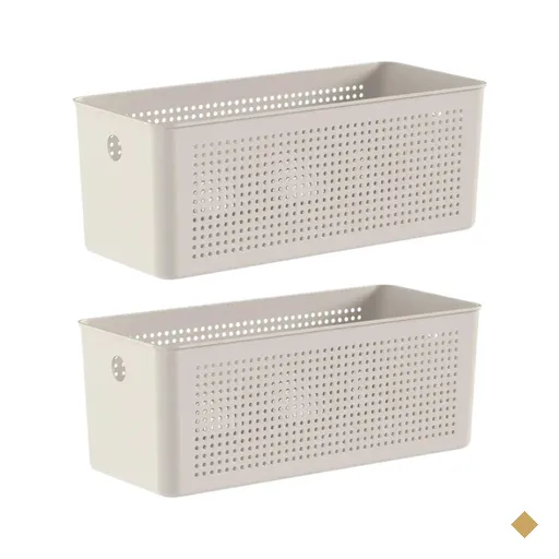 Kit 2 Caixas Organizadoras Multiuso 6,6L Flow Cestos Retangulares 33x15cm Bege…