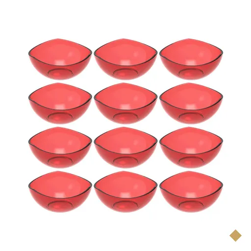 12 Potes de Sobremesa Doces Vermelho Transparente 265ml Plástico Crippa…