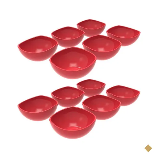 12 Potes de Sobremesa Doces Vermelho 265ml Plástico Trio Crippa Tigela