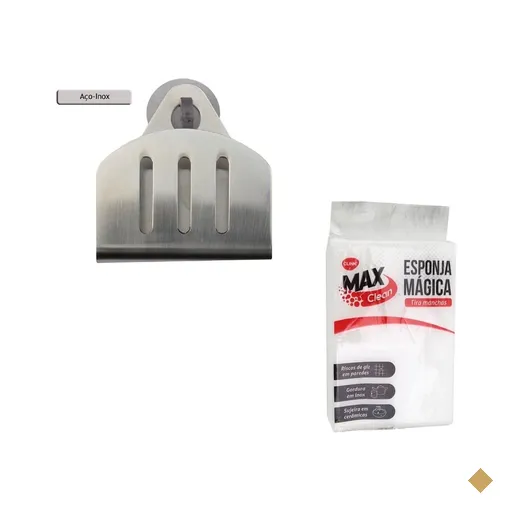 Porta Esponja de inox com ventosa redondo com Esponja magica