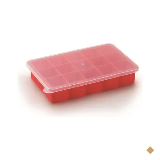 Forma de silicone com tampa para gelo, papinhas ou sucos
