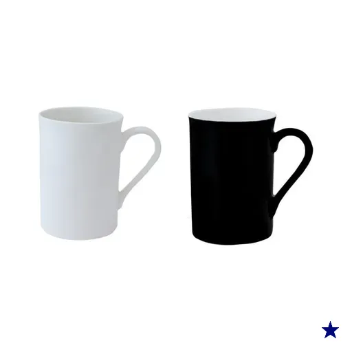 Canecas 2 (duas) de porcelana Preta e Branca