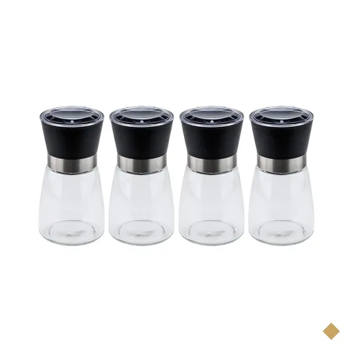 Kit 4 Moedor de Sal e Pimenta 170ml Lyor Vidro Moinho de Cerâmica e Tampa…