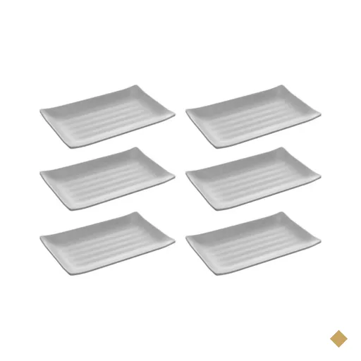 6 Travessas Melamina 17,5x11cm Prato Sushi Lyor Tóquio Granilite Retangular
