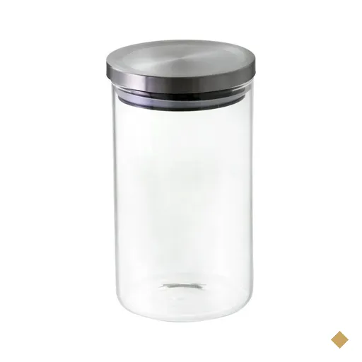 Pote hermetico vidro borosilicato com tampa cor prata 1 L