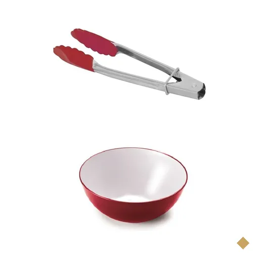 Saladeira de 4 litros com pegador vermelhos
