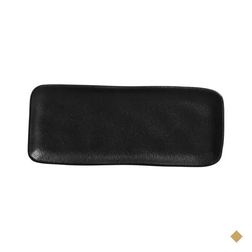 Travessa 22x9cm Orgânico Preto Fosco Cerâmica Comida Japones
