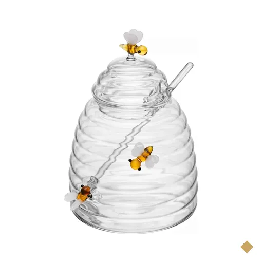 Açucareiro de Vidro 500ml Colher Tampa Porta Açúcar de Mesa Lovely Bee…