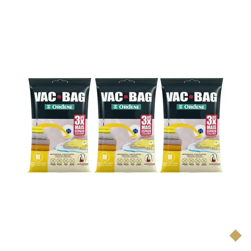 3 Sacos Ordene Vac Bag para Roupas Médio 45x65cm A Vácuo Polietileno…