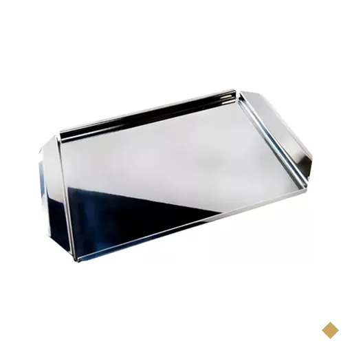 Bandeja de Aço Inox Prime Retangular 40x25cm Bebida Servir Organizar Comida…