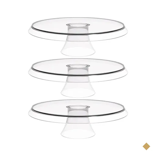 Conjunto 3 Boleiras Transparentes 28cm Bases para Docinhos e Tortas Glassy…