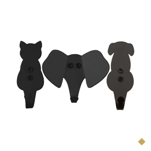 Kit 3 Ganchos Multiuso Cachorro Gato Elefante Preto Pendurar Casacos Chapéus…