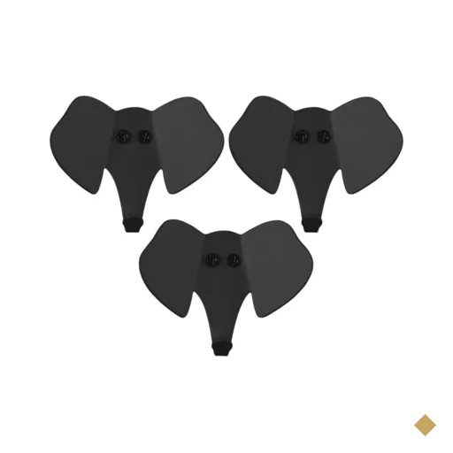 Kit 3 Penduradores Elefante Preto Luft Masutti Aço Carbono Gancho Decorativo…