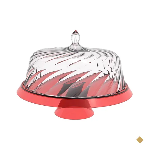 Boleira Porta Bolo com Cúpula e Pé 30cm Vermelho Transparente Glassy Crippa…