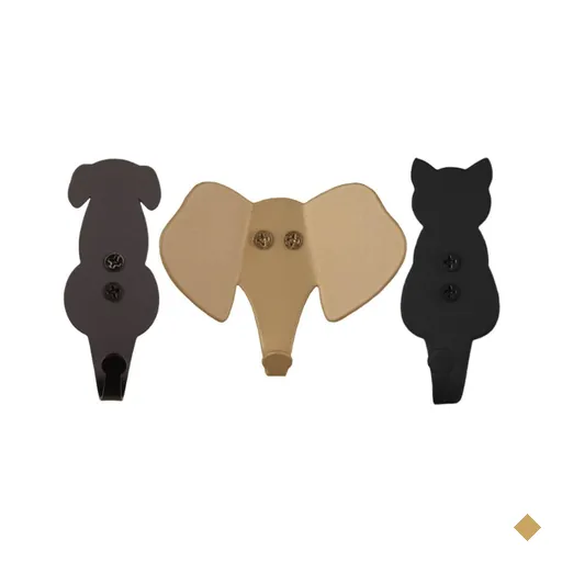 Kit 3 Ganchos Decorativos Multiuso Cachorro Gato Elefante para Casacos Bolsas e…