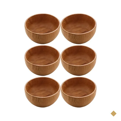 6 Bowl de Bambu Lyor Verona Molheiras 50ml Servir Molhos Caldas Maionese