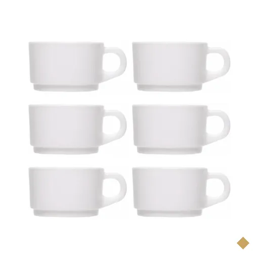 Jogo 6 Xícaras de Chá Café Essenza 200ml Vidro Opalino Branco Hotel…