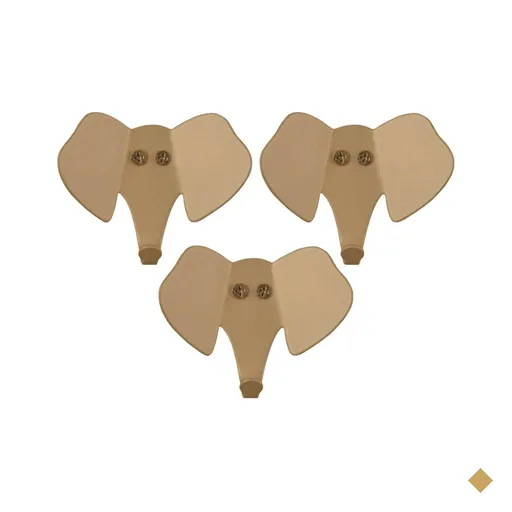 Kit 3 Penduradores 8cm Elefante Dourado Aço Luft Masutti Gancho de Parede…