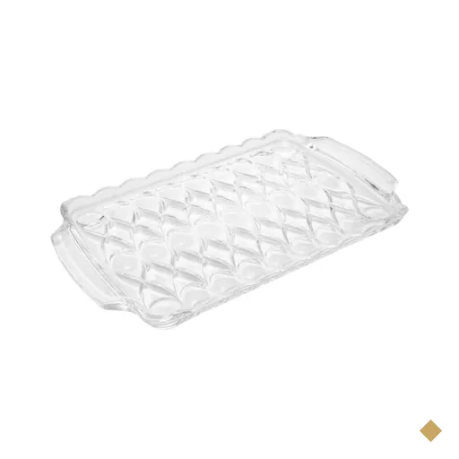 Bandeja Cristal Angel Wolff com Alça 35x21x3cm Café Decorar Mesa Posta