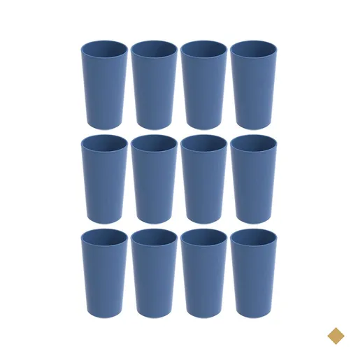 Conjunto 12 Copos Altos de Plástico 500ml Refeitório Escola Crippa Azul…