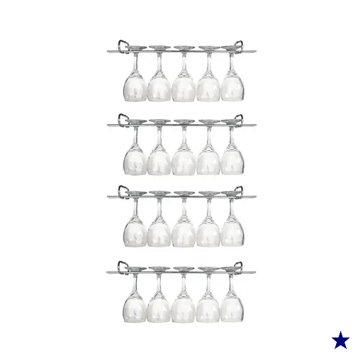 4 Suportes Para Taças Cromado Decoração Bar Vinho 25 Cm