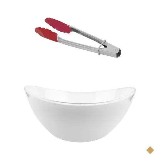 Saladeira oval Branca com pegador