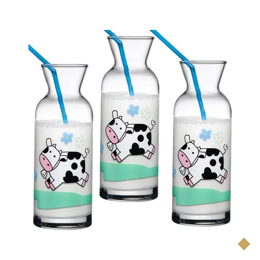 Kit de 3 jarrinhas de Vidro - Retro - 250 ML - Vaquinha
