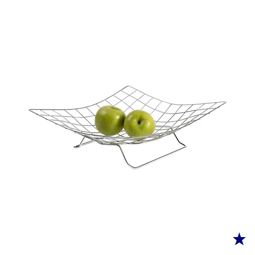 Fruteira de Mesa Cromada com Pedestal Cesto para Frutas Aramado Quadriculada…